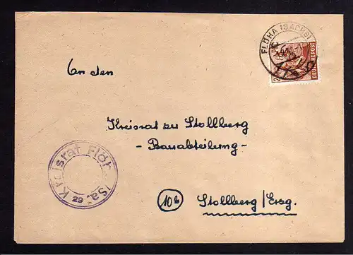 h436 Brief Handstempel Bezirk 41 Flöha 1.7.48 an Kreisrat zu Stollberg