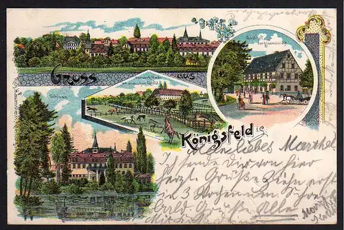 73069 AK Litho Königsfeld Gasthof Vergissmichnicht Vorwerk Schloss 1899