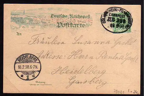 79081 AK Gießen Giessen Litho 1898 Kirche Stadt Bahnpost