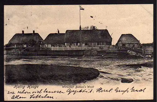 78362 AK Hallig Hooge Wirtschaft Gasthaus Bakkens Werft 1905