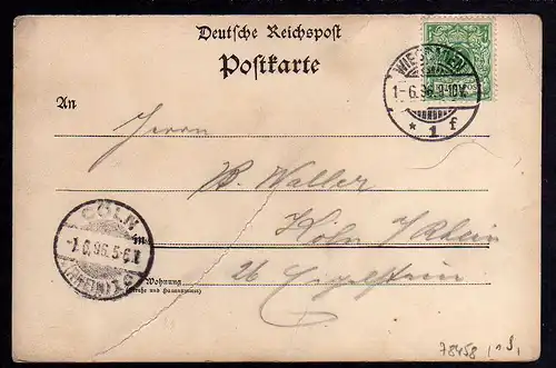 78458 AK Wiesbaden Neroberg 1896 Litho Griech. Kapelle Restaurant Weinhandlung