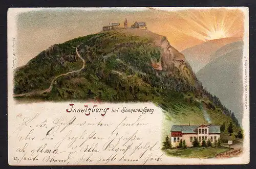 91728 AK Großer Inselsberg bei Sonnenaufgang 1900 Gangloffsömmern Soldatenkarte