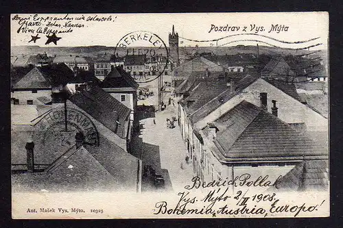 92776 AK Vysoké Mýto Hohenmauth 1908 nach Berkley USA