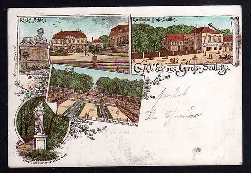 92163 AK Litho Groß Sedlitz 1899 Schloss Gasthof Verlag Paul Nolte Radeberg