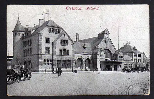 92103 AK Eisenach Bahnhof Straßenseite Vollbild um 1915