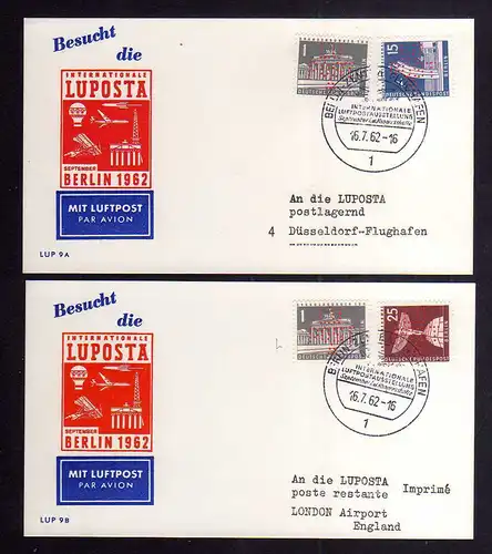 B2617 2x Postkarte Westberlin Luposta Lochung 1962 140 145 147