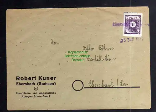 B3409 Brief Ostsachsen 44 Ac gepr. Ströh BPP Notstempel Ebersbach Sachs. 1945