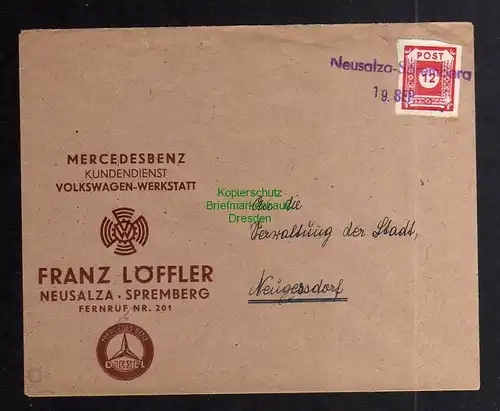 B3422 Brief Ostsachsen 46 Aa1945 Notstempel Neusalza Spremberg