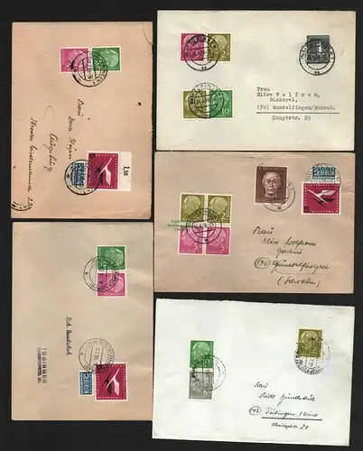 B4630 BRD 10 Briefe 1955 1956 Heuss Zusammendrucke