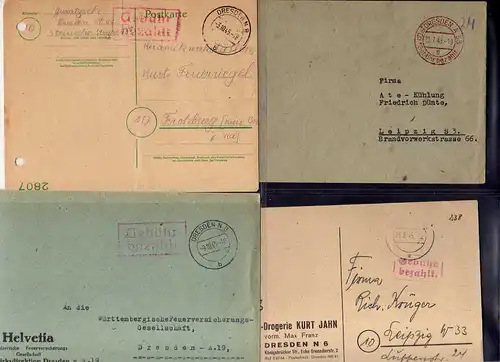 B871 Sammlung 65x SBZ Brief Karte Gebühr bezahlt 1945 Dresden Berufsgenossenscha