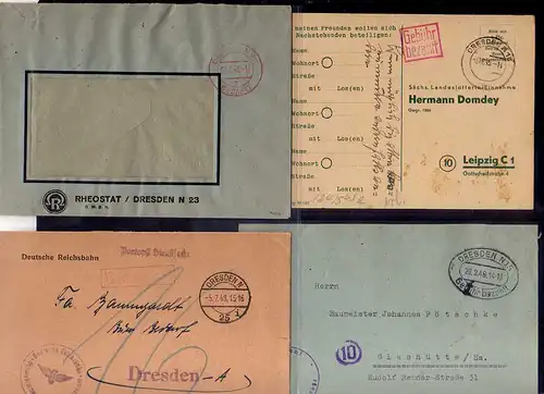 B871 Sammlung 65x SBZ Brief Karte Gebühr bezahlt 1945 Dresden Berufsgenossenscha