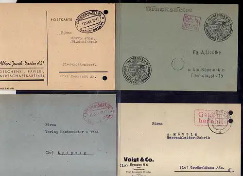 B871 Sammlung 65x SBZ Brief Karte Gebühr bezahlt 1945 Dresden Berufsgenossenscha