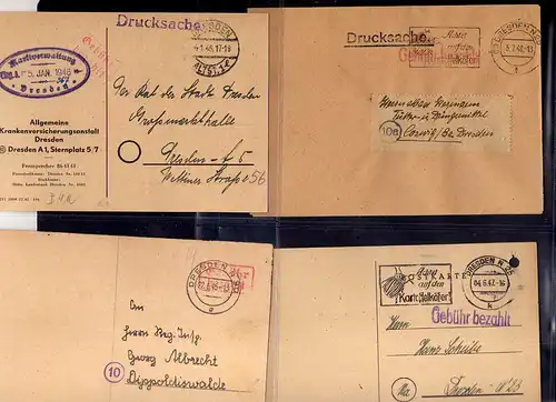 B871 Sammlung 65x SBZ Brief Karte Gebühr bezahlt 1945 Dresden Berufsgenossenscha