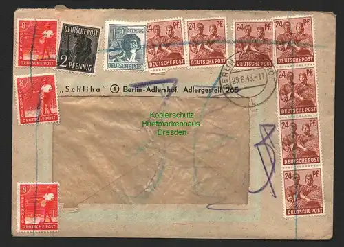 B8739 Brief Währungsreform 1948 Zehnfachfrankatur Berlin Adlershof 29.6.48