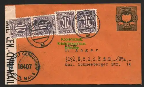 B8585 Brief BAZ Hamburg 1946 nach Zwickau Zensur alte Ganzsache Mexiko
