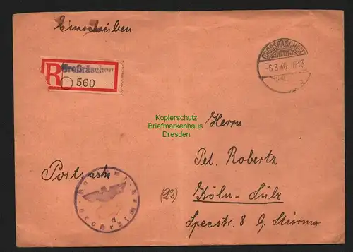 B8355 SBZ Postsache Einschreiben Grossräschen 1946 nach Köln Sülz