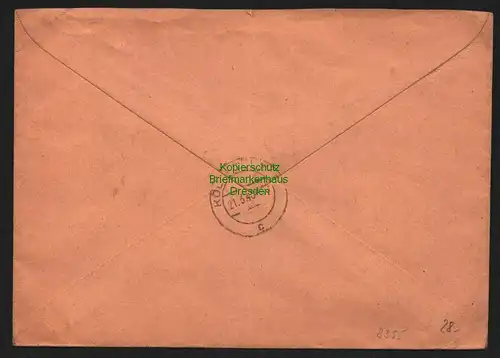 B8355 SBZ Postsache Einschreiben Grossräschen 1946 nach Köln Sülz