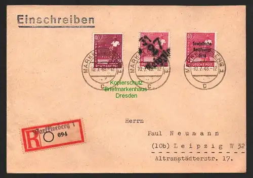 h6013 SBZ Handstempel Bezirk 27 Leipzig 31 Brief Einschreiben 10.7.48 MiF