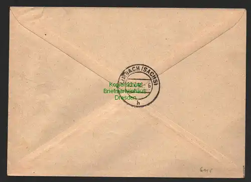 h6115 SBZ Handstempel Bezirk 41 Chemnitz 84 Pfg. 181 Brief Einschreiben nach Lim