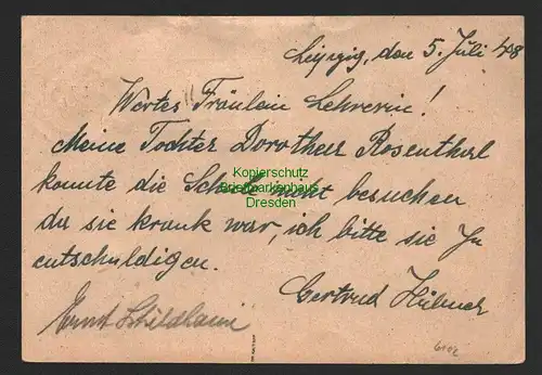 h6102 SBZ Handstempel Bezirk 27 Leipzig 37 10 Pfg. Ganzsache AS + nicht erforder