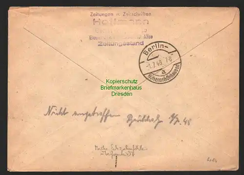 h6084 SBZ Handstempel Bezirk 3 Brief Einschreiben Berlin 55 84 Pfg. Ziffer IxI