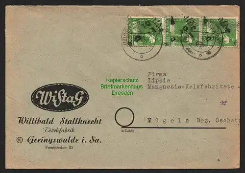 h5944 SBZ Handstempel Bezirk 27 Gehringswalde a 3x 10 Pfg. Brief Firmenbedarf