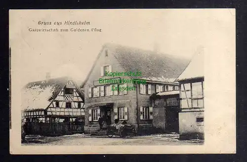 126995 AK Hindisheim Elsass Gastwirtschaft zum goldenen Pflug 1912