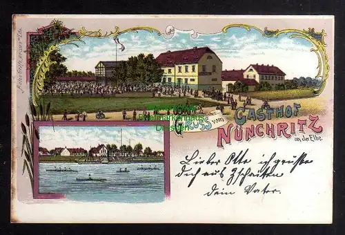 126907 AK Nünchritz an der Elbe Litho 1898 Gasthof