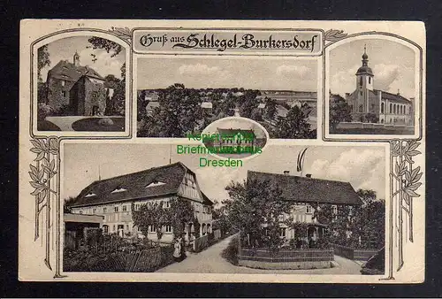 126577 AK Schlegel Burkersdorf Zittau 1919 Kirche Gasthof