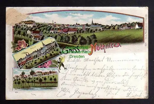 131630 AK Nöthnitz Litho 1901 Schloss Teich Panorama