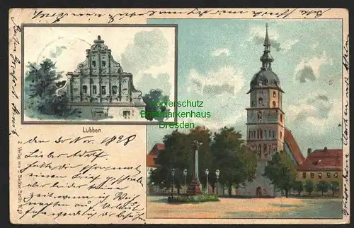 143092 AK Lübben Litho 1898 Kirche