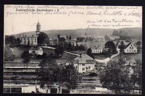 76565 AK Sommerfrische Rautenkranz Am Bahnhof und Kirche 1925