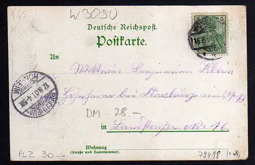 79498 AK Wunstorf Post Postamt 1901 Kirche Präparanden Anstalt