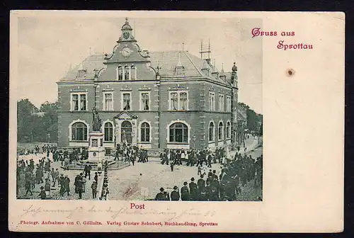79748 AK Szprotawa Sprottau Post Postamt Vollbild um 1900 Fest Umzug