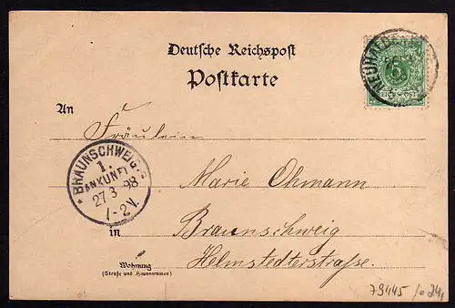 79445 AK Haldensleben Litho 1898 Post Kirche Gymnasium Rathaus