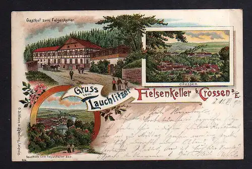 96640 AK Litho Gasthof Felsenkeller b. Crossen Tauchlitzer 1902
