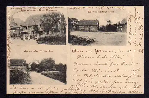 97700 AK Hohenassel 1901 Gastwirtschaft Hagemann Gut Pommerehne Hof von Vorstehe