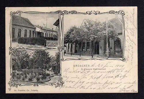 96878 AK Broager Broacker 1904 Dänemark Clausens Theater Salon Etablissement