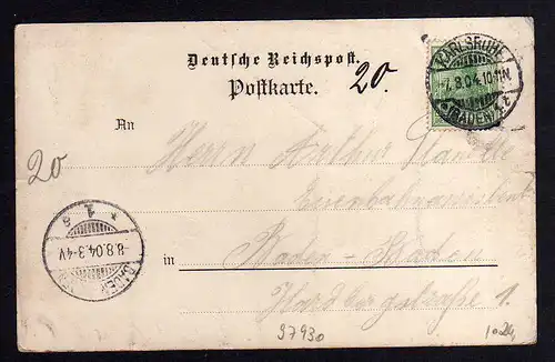 97930 AK Litho Karlsruhe 1904 Restaurant zum Landsknecht