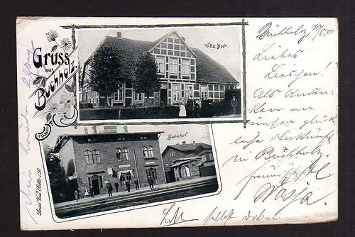 97747 AK Buchholz in der Nordheide Bahnhof Gleisseite Villa Koch 1901