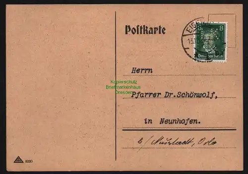 B11986 Postkarte Eisenach DR 387 Perfin L. K. R. 1927 Landeskirchenrat Neunhofen