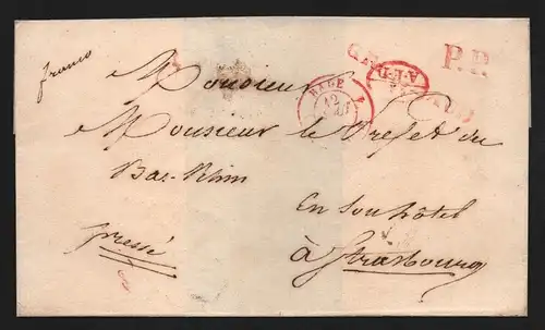 B11784 Brief Baden 1842Grenz-Verrechnungs Stemmpel 11 A.E.D. PP Bade Griesbach
