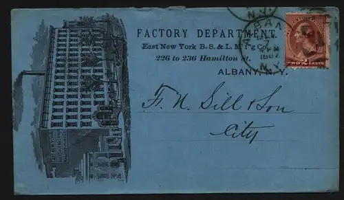 B11831 USA Brief 1887 Albany East New York Fabrikansicht