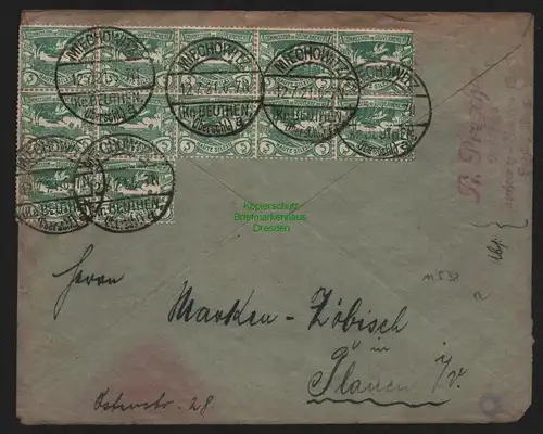 B11538 Brief Oberschlesien Miechowitz Kr. Beuthen Oberschl. 1921 nach Plauen