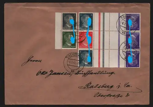 B12198 Brief DR ZD Hitler aus MHB mit Rand Dresden 1942 nach Radeberg
