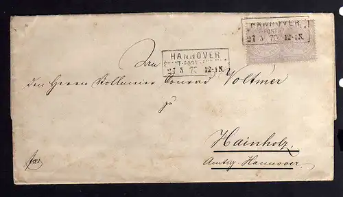 B121 Faltbrief NDP Norddeutscher Bund 2x 13 Hannover Stadt Post Exp. No. 1 1870