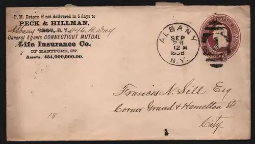 B11869 USA Brief 1886 Peck & Hillman Life Insurance Co. of Hartford CT