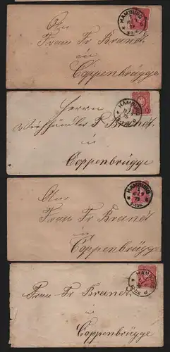 B12397 Deutsches Reich DR 33 4x Brief Hamburg 1875 1876 1879 nach Coppenbrügge
