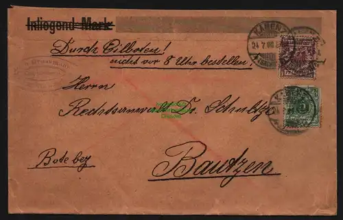 B12006 Brief DR Krone Adler 1899 Kamenz Eilboten nach Bautzen