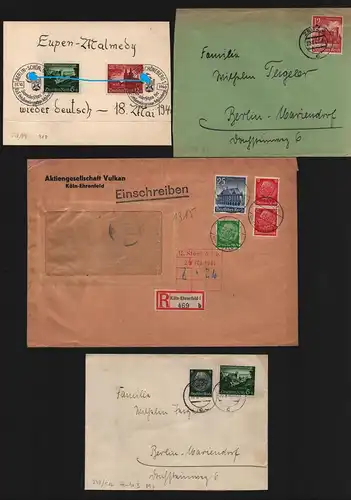 B13554 DR Deutsches Reich 1940 1941 6 Briefe Karte 1x AG Vulkan Köln Ehrenfeld